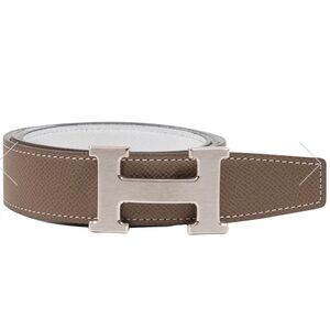 HERMES 32 MM ETOUPE WHITE SILVER BRUSHED H BELT KIT
Reversible leather strap